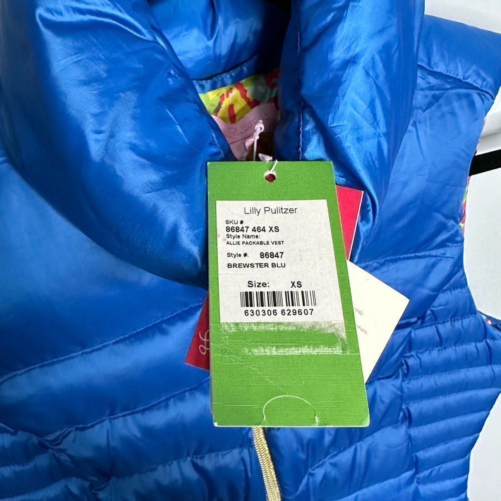NWT Lilly Pulitzer Allie Packable Down Puffer Vest Brewster Blue Size XS - Picture 5 of 9